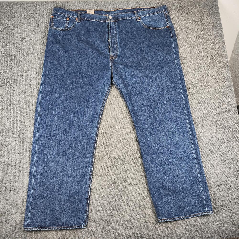 Levis 501 Jeans Mens 48x30 Blue Medium Wash Regular Straight Button Fly Denim